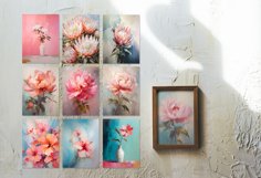 Flower oil and watercolor paintings/ floral posters / prints Product Image 3