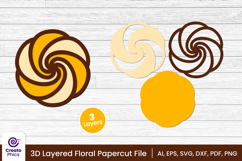 flower papercut file-flower svg-paper cutting-laser cutting-multi layered-floral-papercut