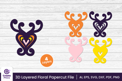 flower papercut file-flower svg-paper cutting-laser cutting-multi layered-floral-papercut