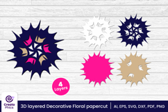 flower papercut file-flower svg-paper cutting-laser cutting-multi layered-floral-papercut