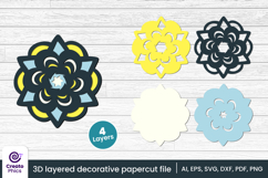flower papercut file-flower svg-paper cutting-laser cutting-multi layered-floral-papercut 
