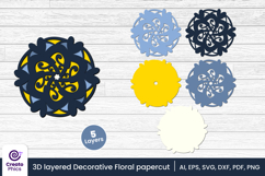 flower papercut file-flower svg-paper cutting-laser cutting-multi layered-floral-papercut