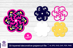 flower papercut file-flower svg-paper cutting-laser cutting-multi layered-floral-papercut 