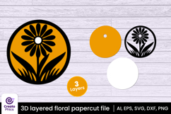 flower papercut file-flower svg-paper cutting-laser cutting-multi layered-floral-papercut