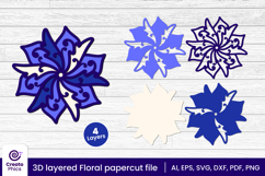 flower papercut file-flower svg-paper cutting-laser cutting-multi layered-floral-papercut