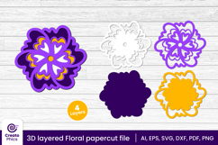 flower papercut file-flower svg-paper cutting-laser cutting-multi layered-floral-papercut