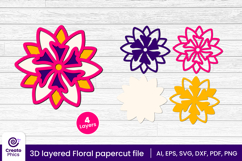 flower papercut file-flower svg-paper cutting-laser cutting-multi layered-floral-papercut