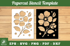 Flower Papercut Stencil Template SVG Product Image 1