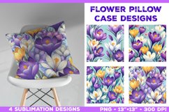 Crocuses Pillowcase Sublimation Design. Pillow Sublimation Product Image 1