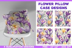 Crocuses Pillowcase Sublimation Design. Pillow Sublimation Product Image 1