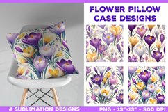 Crocuses Pillowcase Sublimation Design. Pillow Sublimation Product Image 1