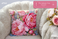 Floral Pillow case sublimation Peonies throw Pillow design Product Image 1