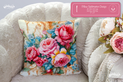 Floral Pillow case sublimation Peonies throw Pillow design Product Image 1