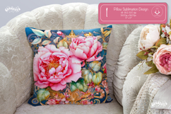 Floral Pillow case sublimation Peonies throw Pillow design Product Image 1
