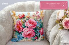 Floral Pillow case sublimation Peonies throw Pillow design Product Image 1