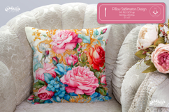 Floral Pillow case sublimation Peonies throw Pillow design Product Image 1