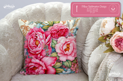 Floral Pillow case sublimation Peonies throw Pillow design Product Image 1