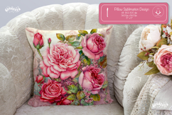 Floral Pillow case sublimation Peonies throw Pillow design Product Image 1