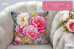 Floral Pillow case sublimation Peonies throw Pillow design Product Image 1