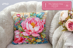 Floral Pillow case sublimation Peonies throw Pillow design Product Image 1