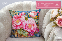 Floral Pillow case sublimation Peonies throw Pillow design Product Image 1