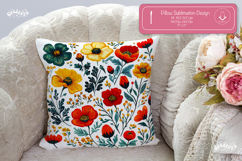 Floral Pillow case sublimation Wildflower throw Pillow png Product Image 1