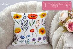 Floral Pillow case sublimation Wildflower throw Pillow png Product Image 1