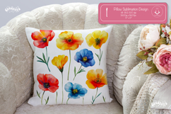 Floral Pillow case sublimation Wildflower throw Pillow png Product Image 1
