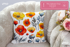 Floral Pillow case sublimation Wildflower throw Pillow png Product Image 1