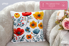Floral Pillow case sublimation Wildflower throw Pillow png Product Image 1