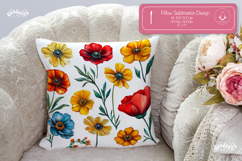 Floral Pillow case sublimation Wildflower throw Pillow png Product Image 1