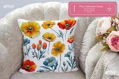 Floral Pillow case sublimation Wildflower throw Pillow png Product Image 1