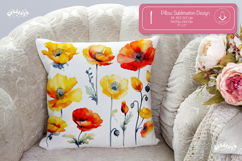 Floral Pillow case sublimation Poppy throw Pillow png Product Image 1
