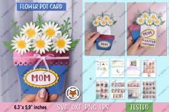 Flower Pot Card SVG, Mom Card SVG, Happy Birthday Card SVG Product Image 1