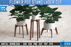 Flower Triple Pot Stands Laser Cut Bundle, Flower Holders Product Image 4