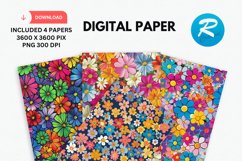 Flowers Digital Paper, Flowers Background Product Image 1