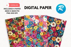 Flowers Digital Paper, Flowers Background Product Image 1