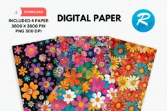 Flowers Digital Paper, Flowers Background Product Image 1
