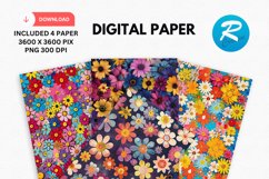Flowers Digital Paper, Flowers Background Product Image 1