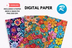 Flowers Digital Paper, Flowers Background Product Image 1