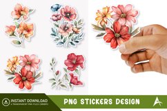 Flower Printable Sticker Clipart,Botanical Sticker Product Image 1