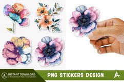 Flower Printable Sticker Clipart,Botanical Sticker Product Image 1