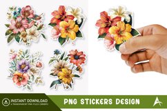 Flower Printable Sticker Clipart,Botanical Sticker Product Image 1