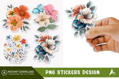 Flower Printable Sticker Clipart,Botanical Sticker Product Image 1
