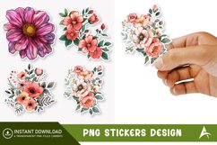 Flower Printable Sticker Clipart,Botanical Sticker Product Image 1