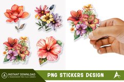 Flower Printable Sticker Clipart,Botanical Sticker Product Image 1