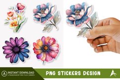 Flower Printable Sticker Clipart,Botanical Sticker Product Image 1