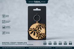 Flower Round Keychain Laser Cut SVG Product Image 1