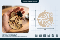 Flower Round Keychain Laser Cut SVG Product Image 3