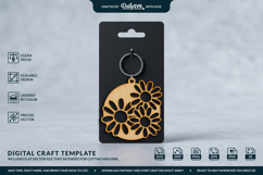 Flower Round Keychain Laser Cut SVG Product Image 1